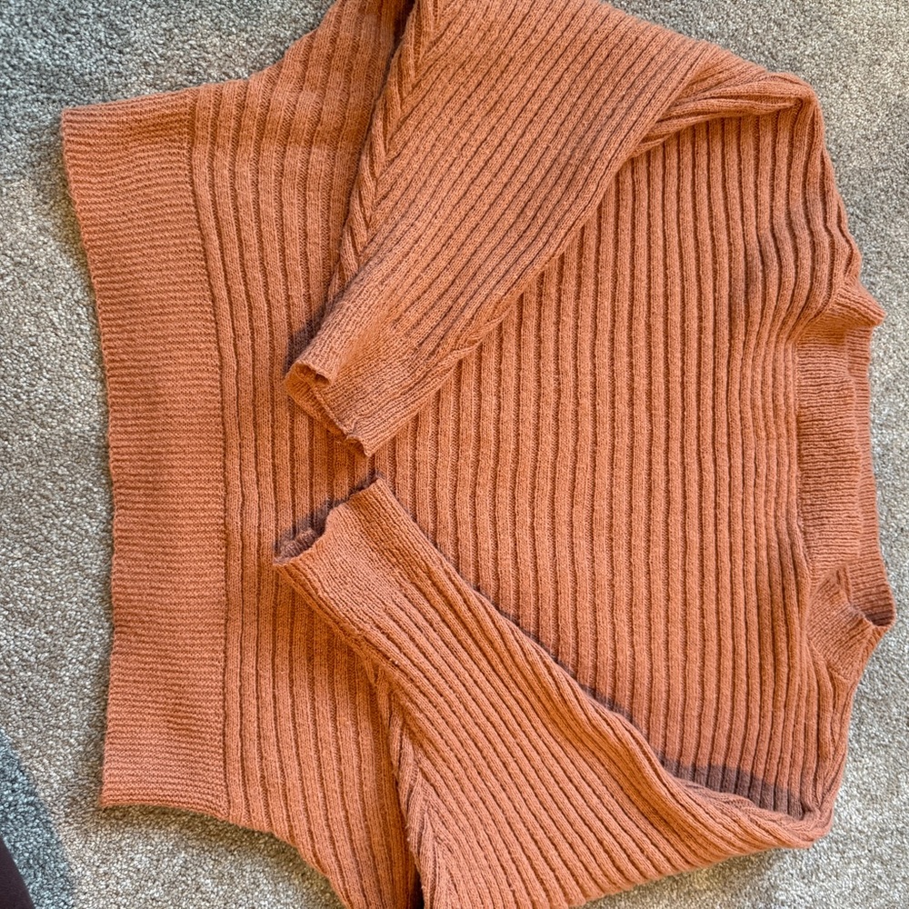 SHEIN Off-the-Shoulder Ribbed Sweater - Warm Rust